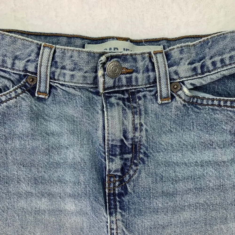Vintage Gap Womens Sz 1 XS Stone Wash Denim Jean Skirt Zip Knee Length Y2K 1980s